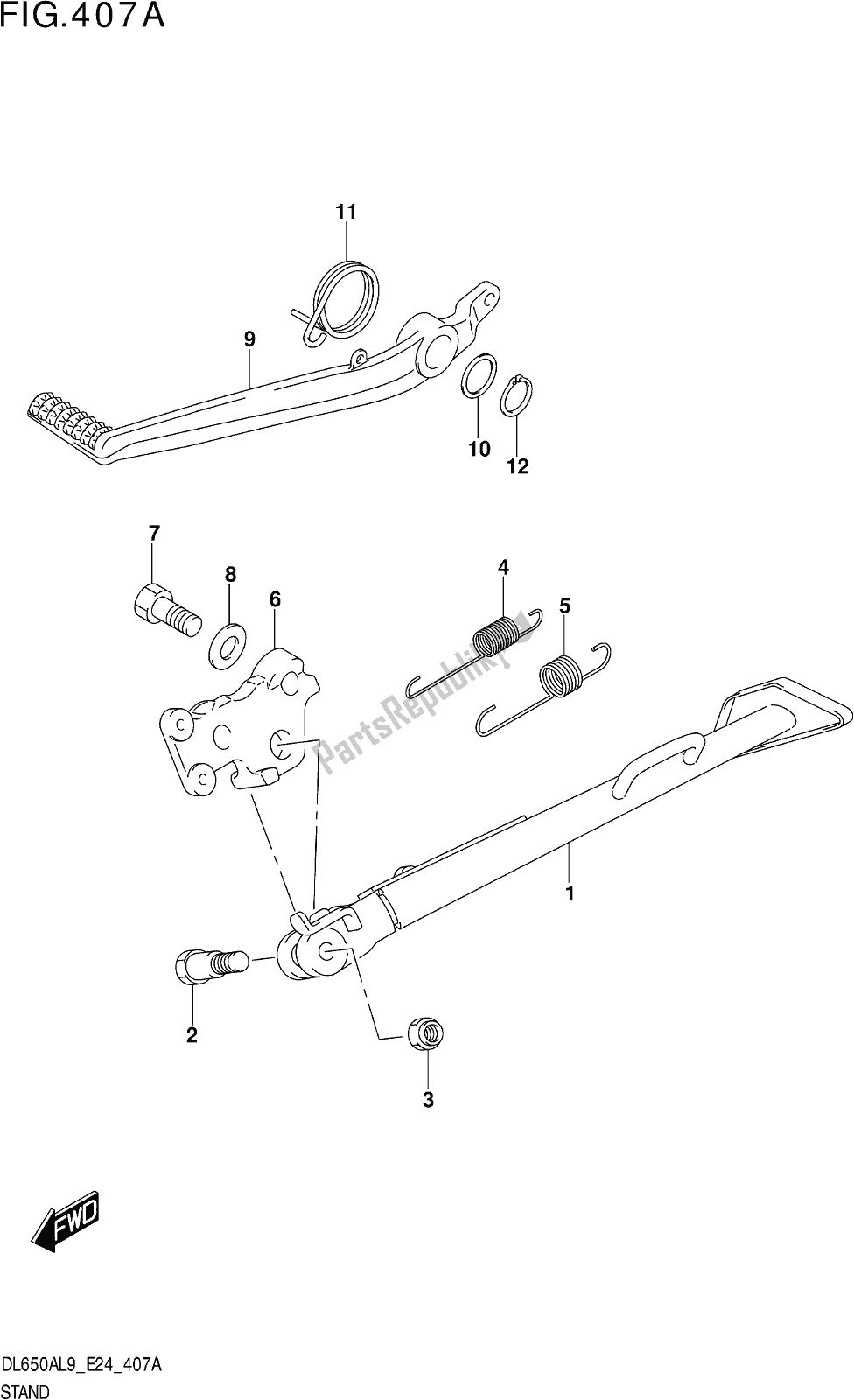 Wszystkie części do Fig. 407a Stand Suzuki DL 650A V Strom 2019