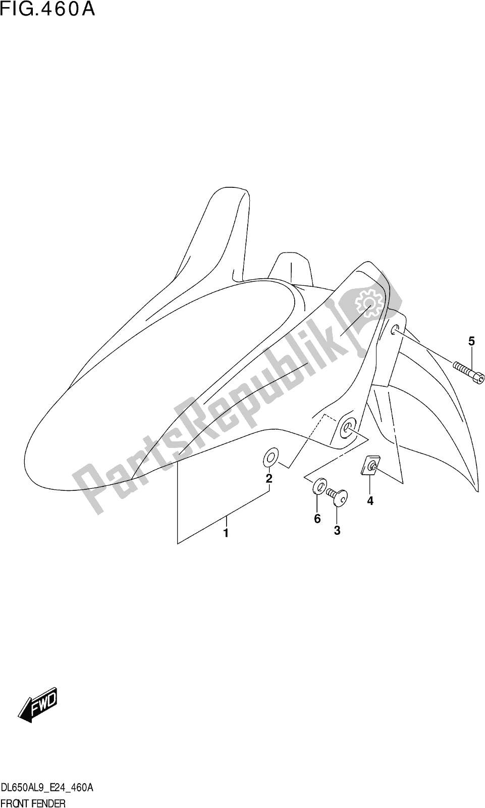 All parts for the Fig. 460a Front Fender of the Suzuki DL 650A V Strom 2019