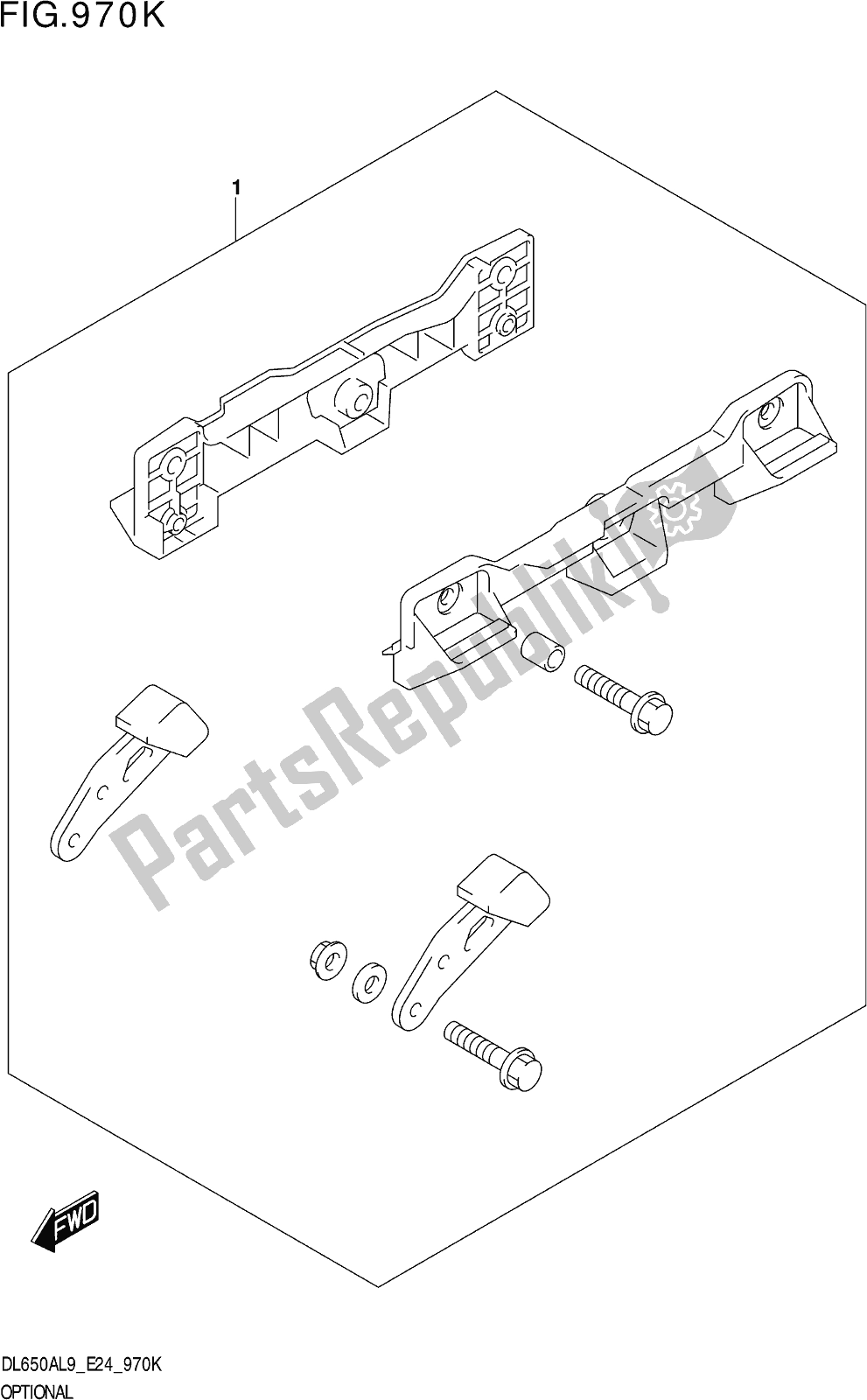 All parts for the Fig. 970k Optional (side Case Bracket Set) of the Suzuki DL 650A V Strom 2019