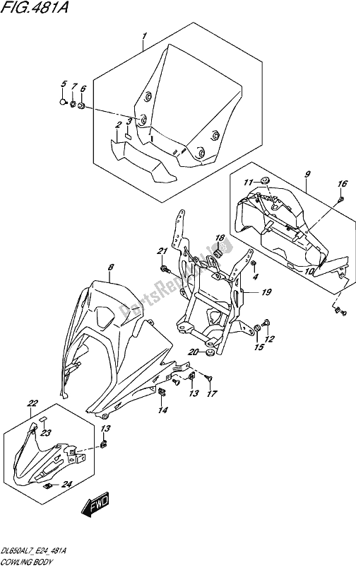 Toutes les pièces pour le Corps De Capotage du Suzuki DL 650 AUE V Strom 2017