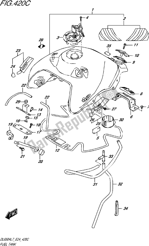 Todas las partes para Fuel Tank (dl650auel7 E24) (for Yu1) de Suzuki DL 650 AUE V Strom 2017