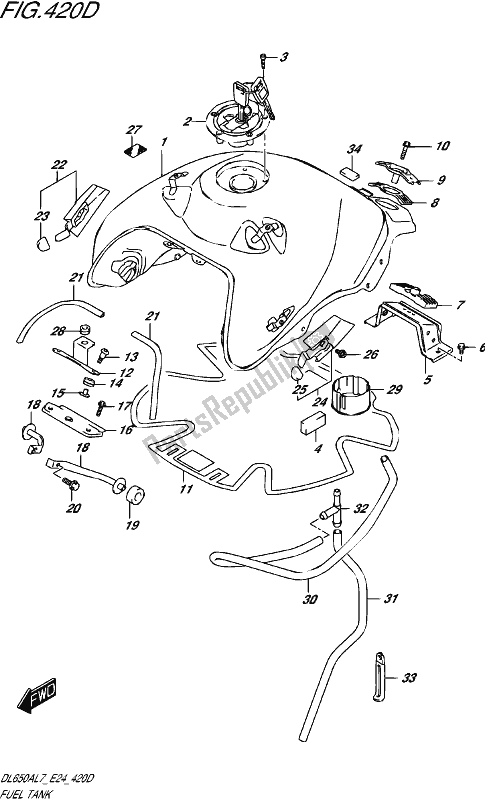 Todas las partes para Fuel Tank (dl650auel7 E24) (for Yvb,yww) de Suzuki DL 650 AUE V Strom 2017