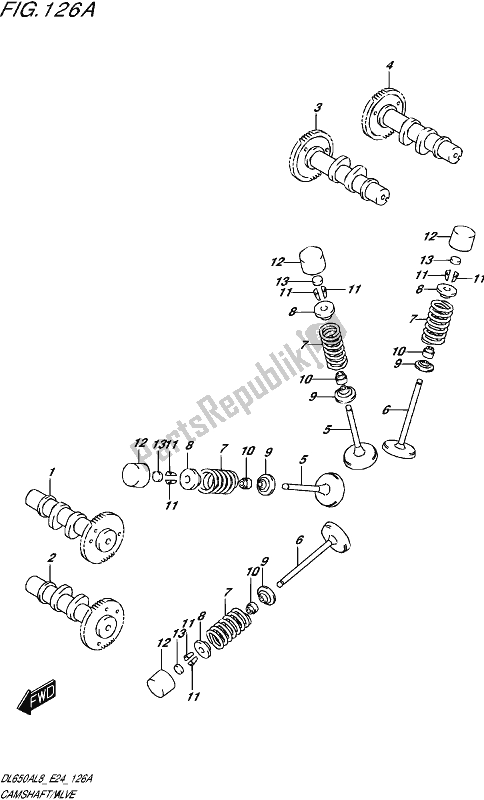 Toutes les pièces pour le Arbre à Cames / Soupape du Suzuki DL 650 AUE V Strom 2018