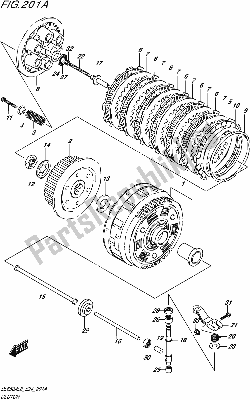 All parts for the Clutch of the Suzuki DL 650 AUE V Strom 2018