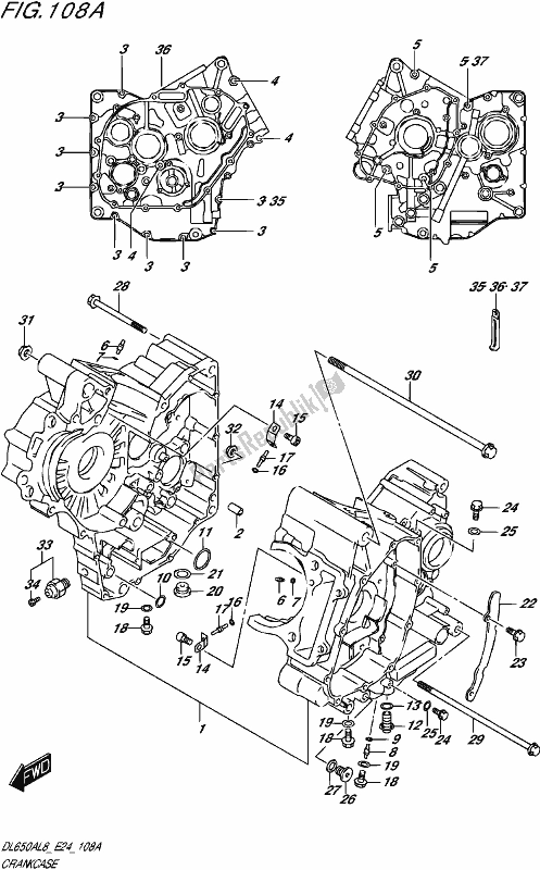 All parts for the Crankcase of the Suzuki DL 650 AUE V Strom 2018