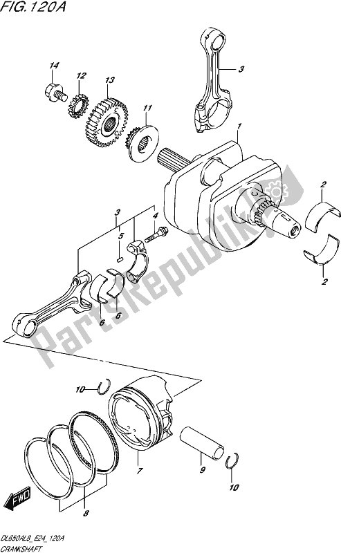 All parts for the Crankshaft of the Suzuki DL 650 AUE V Strom 2018