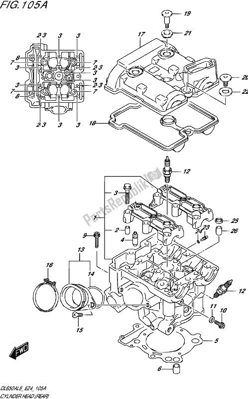 Tutte le parti per il Testata (posteriore) del Suzuki DL 650 AUE V Strom 2018