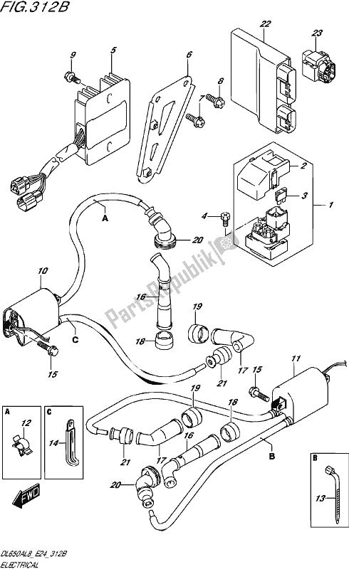 All parts for the Electrical (dl650xaue,dl650aue) of the Suzuki DL 650 AUE V Strom 2018