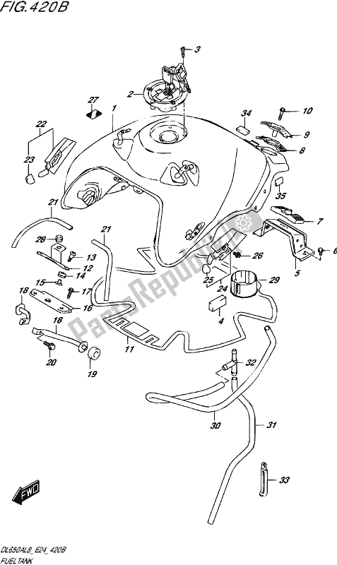 All parts for the Fuel Tank (dl650aue) of the Suzuki DL 650 AUE V Strom 2018