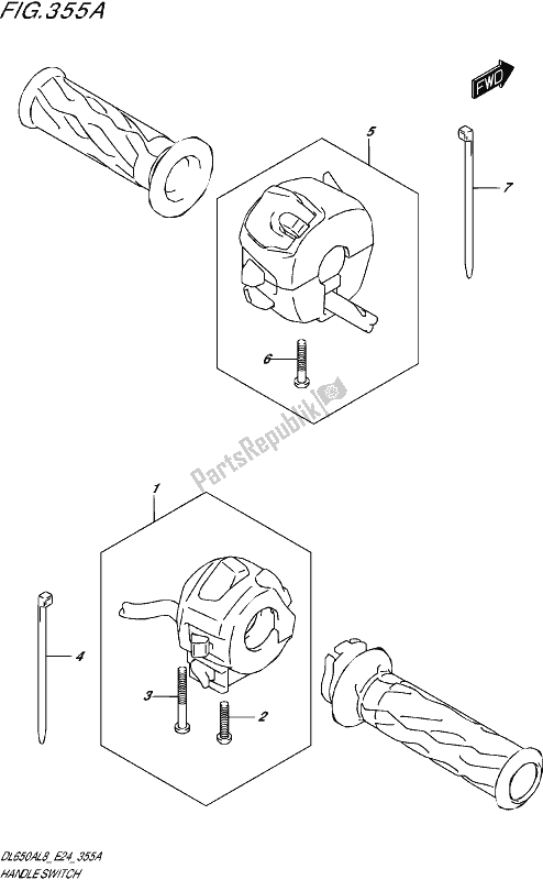 All parts for the Handle Switch of the Suzuki DL 650 AUE V Strom 2018