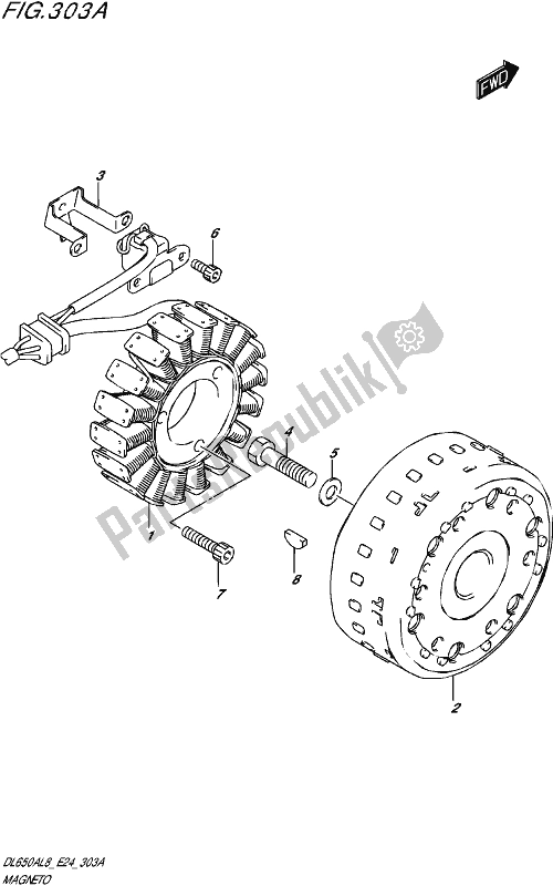 All parts for the Magneto of the Suzuki DL 650 AUE V Strom 2018