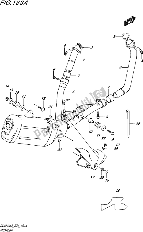 All parts for the Muffler of the Suzuki DL 650 AUE V Strom 2018