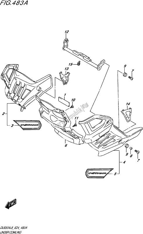 All parts for the Under Cowling (dl650xa,dl650xaue) of the Suzuki DL 650 AUE V Strom 2018