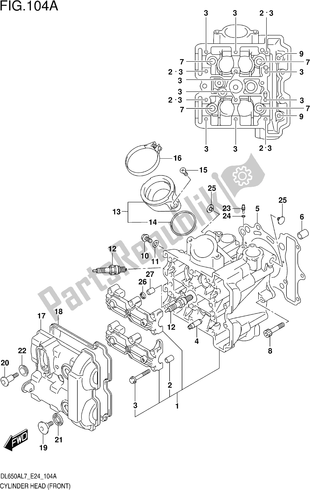 Wszystkie części do Fig. 104a Cylinder Head (front) Suzuki DL 650 XA V Strom 2017