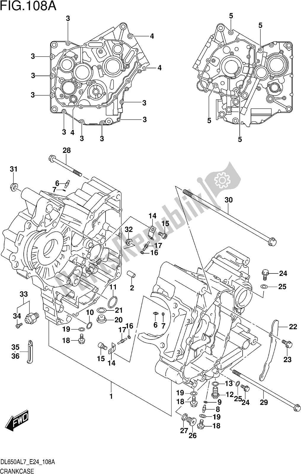 Todas as partes de Fig. 108a Crankcase do Suzuki DL 650 XA V Strom 2017