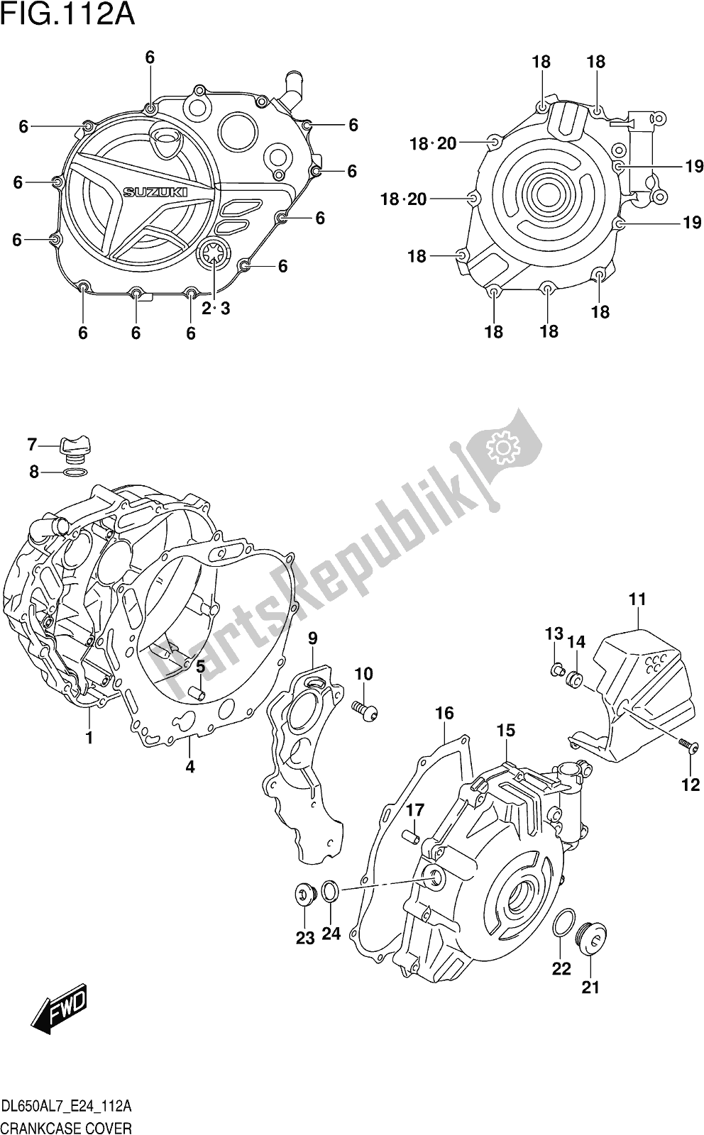 Wszystkie części do Fig. 112a Crankcase Cover Suzuki DL 650 XA V Strom 2017