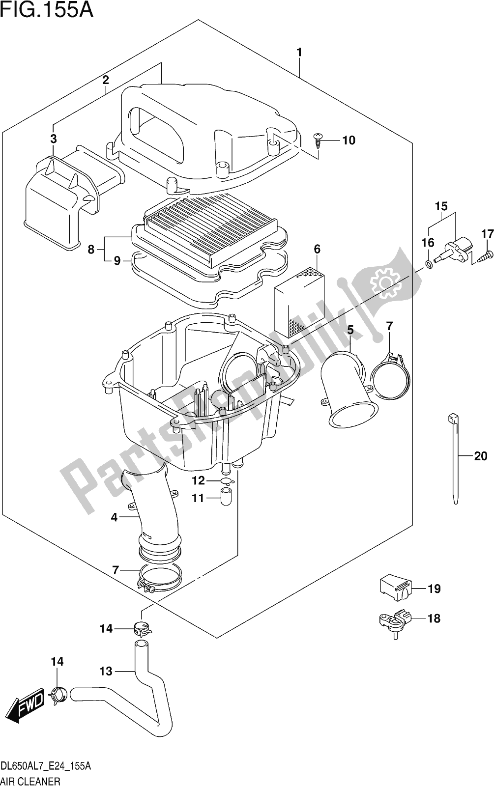 Todas las partes para Fig. 155a Air Cleaner de Suzuki DL 650 XA V Strom 2017