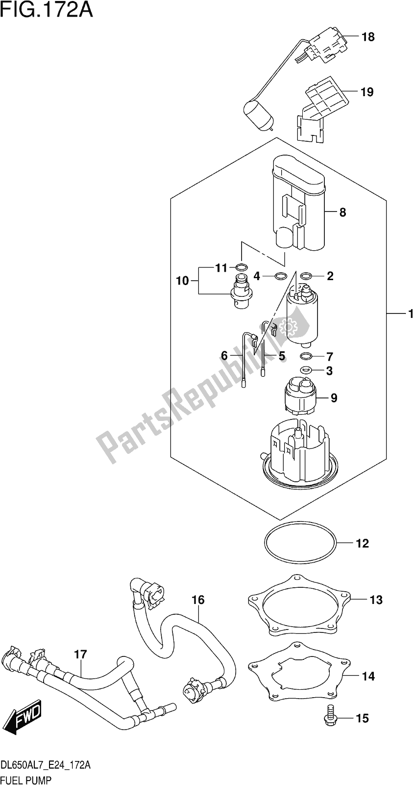 Tutte le parti per il Fig. 172a Fuel Pump del Suzuki DL 650 XA V Strom 2017