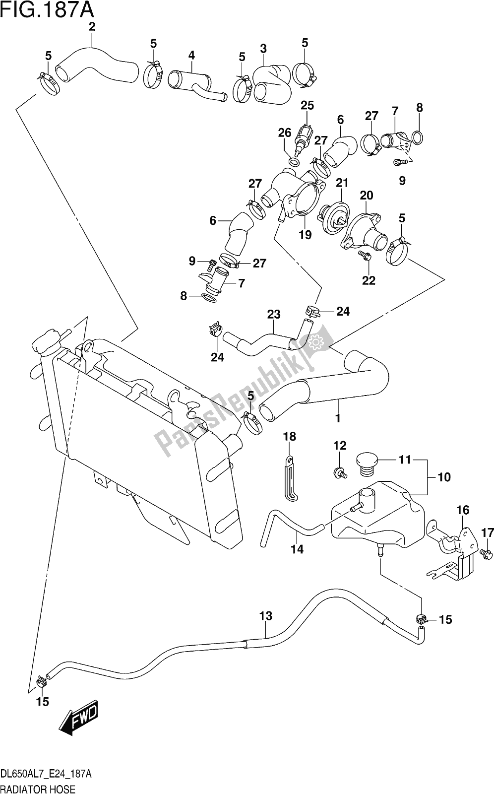 Tutte le parti per il Fig. 187a Radiator Hose del Suzuki DL 650 XA V Strom 2017