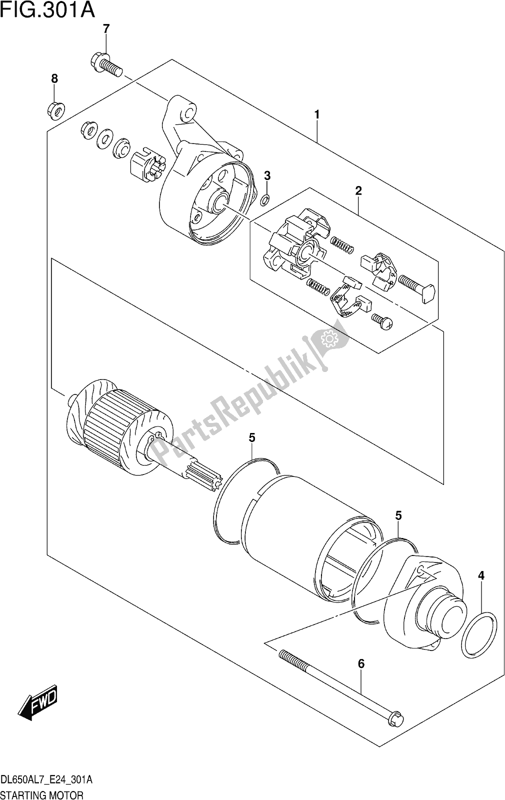 Todas las partes para Fig. 301a Starting Motor de Suzuki DL 650 XA V Strom 2017