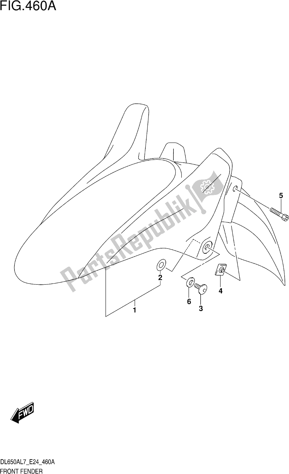 Todas as partes de Fig. 460a Front Fender do Suzuki DL 650 XA V Strom 2017