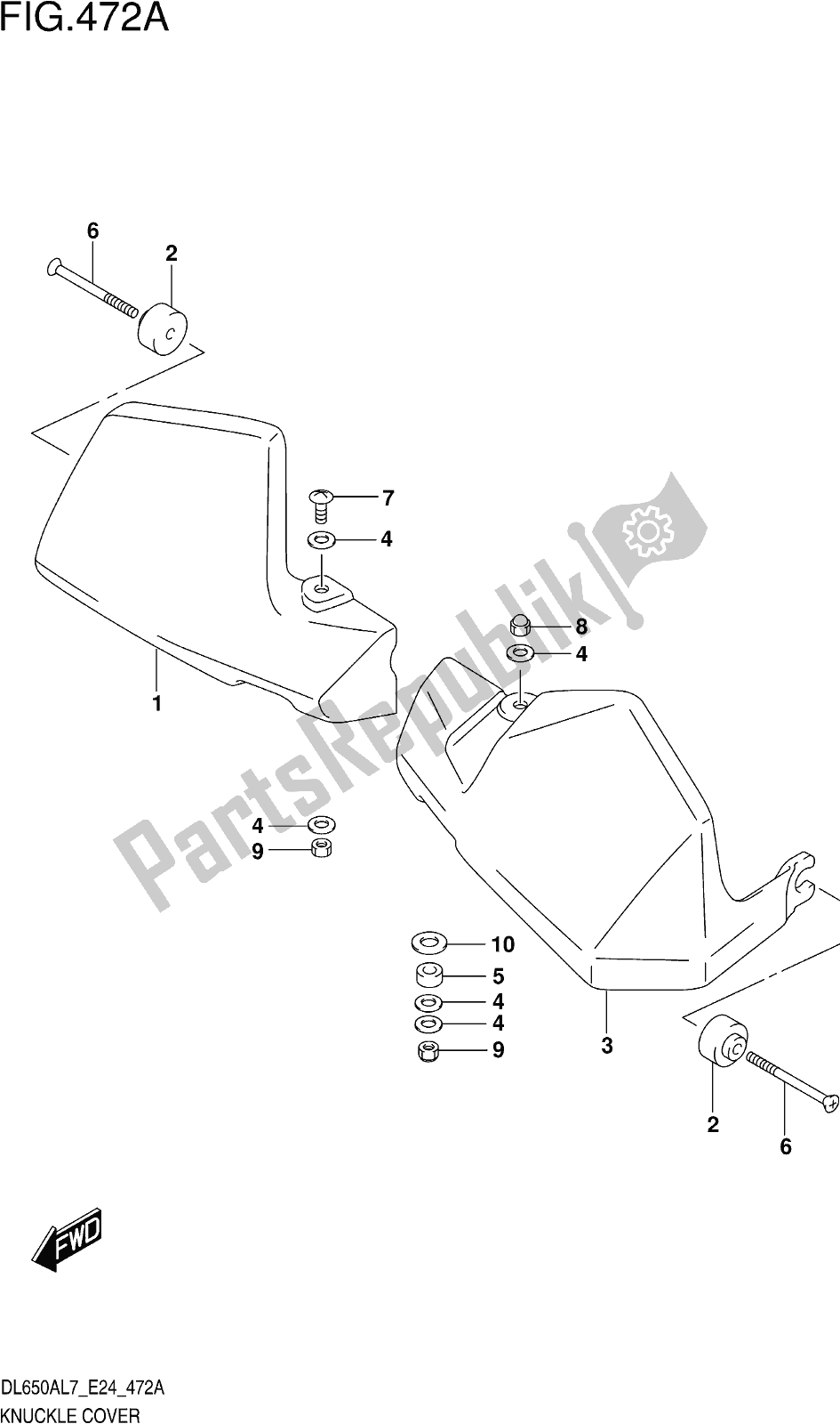 Todas las partes para Fig. 472a Knuckle Cover (dl650xal7 E24) de Suzuki DL 650 XA V Strom 2017