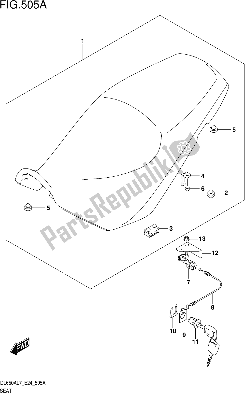 Todas las partes para Fig. 505a Seat de Suzuki DL 650 XA V Strom 2017