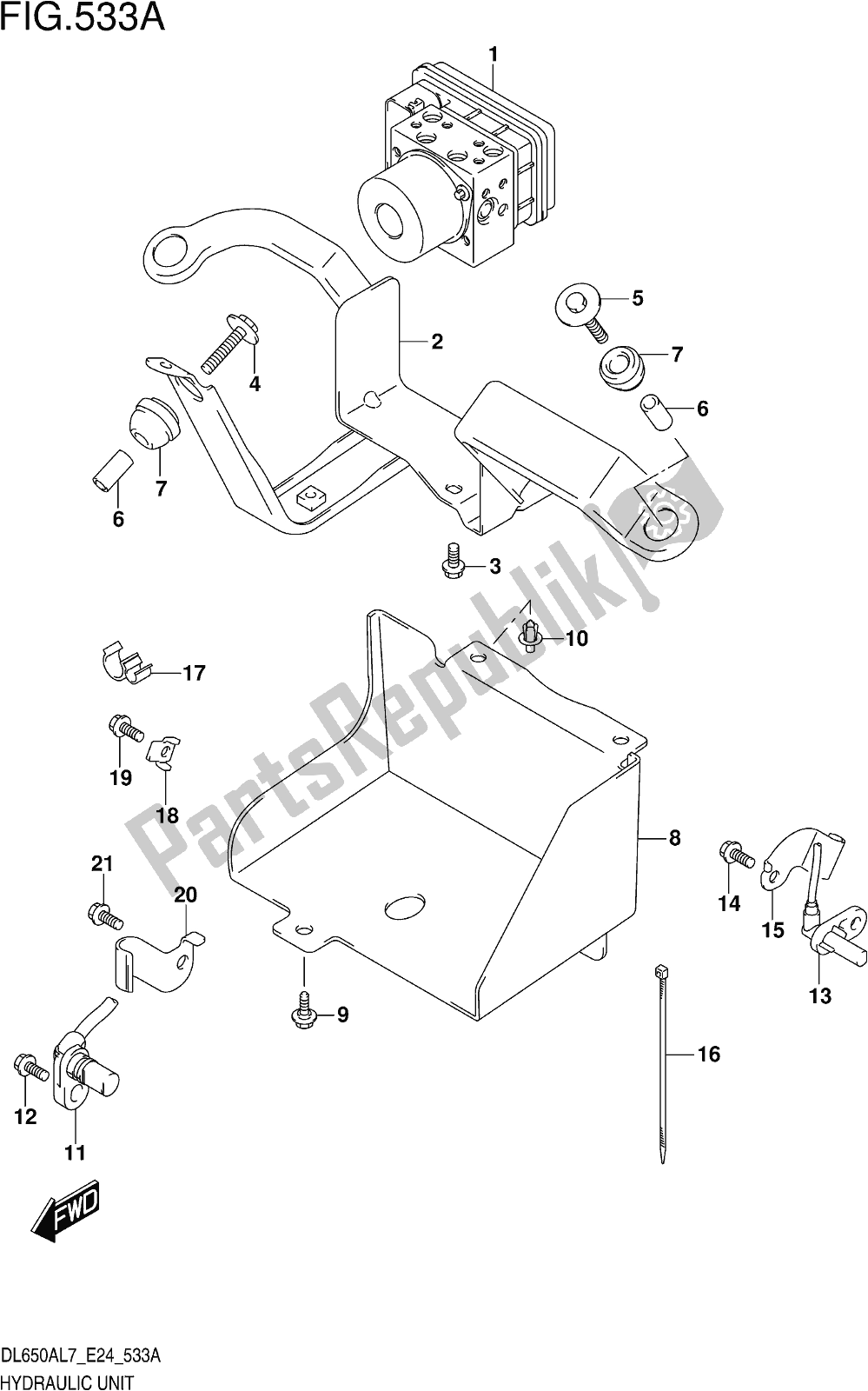 Toutes les pièces pour le Fig. 533a Hydraulic Unit du Suzuki DL 650 XA V Strom 2017