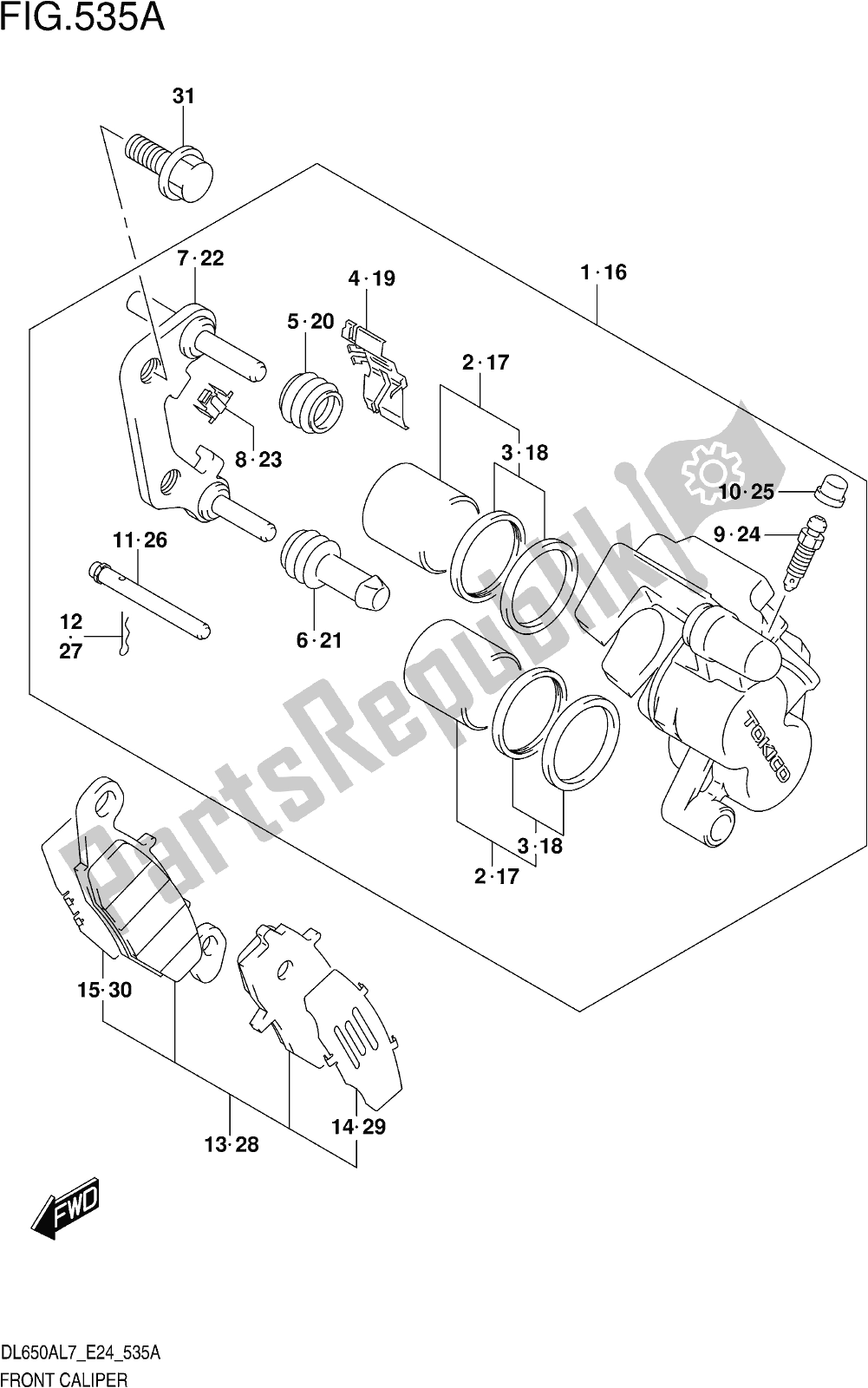 Todas las partes para Fig. 535a Front Caliper de Suzuki DL 650 XA V Strom 2017