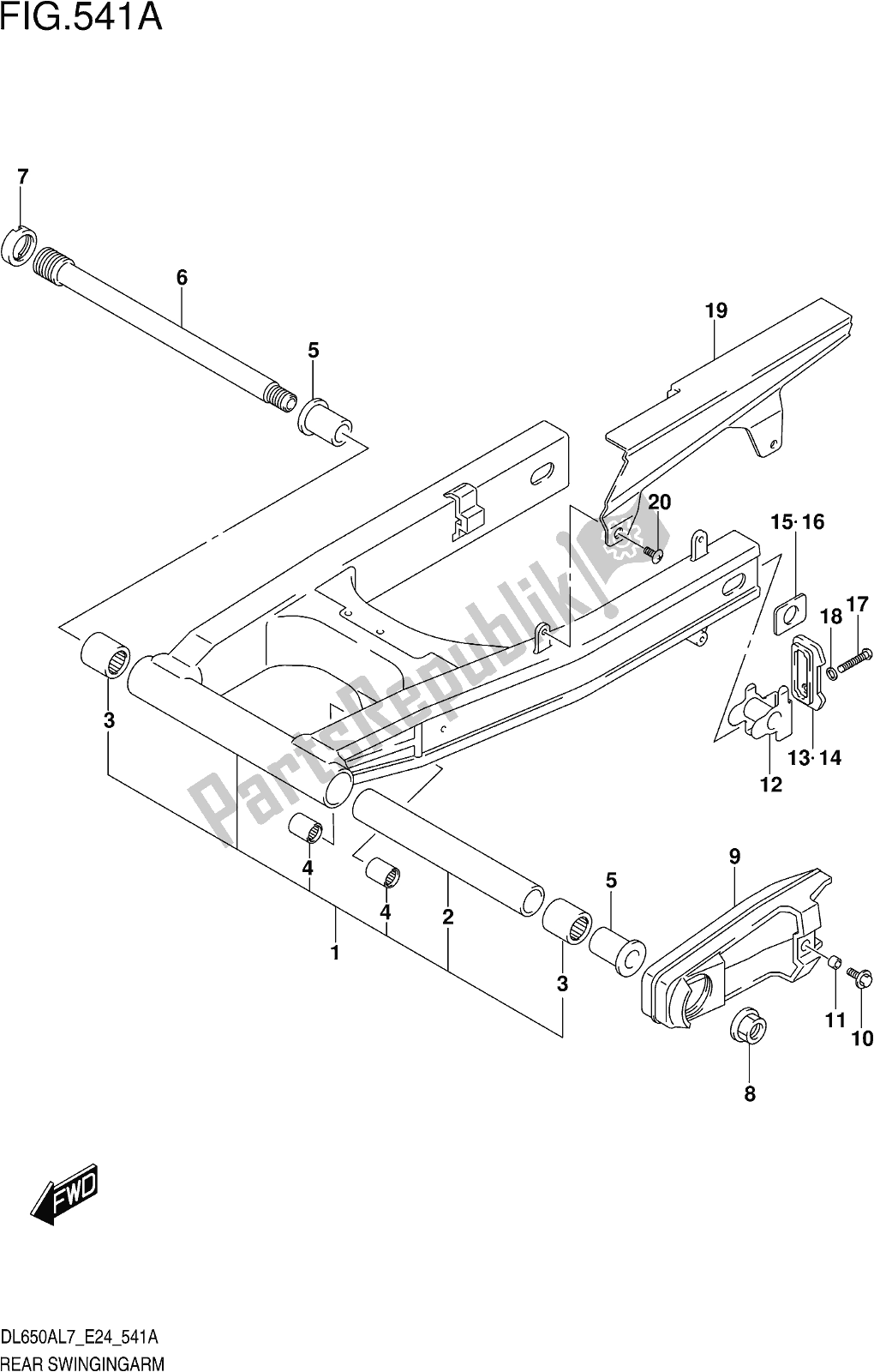 Todas las partes para Fig. 541a Rear Swingingarm de Suzuki DL 650 XA V Strom 2017