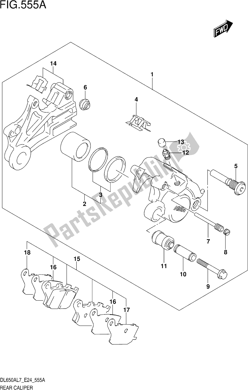 Todas las partes para Fig. 555a Rear Caliper de Suzuki DL 650 XA V Strom 2017