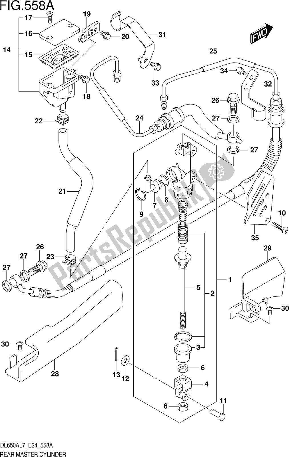 Wszystkie części do Fig. 558a Rear Master Cylinder Suzuki DL 650 XA V Strom 2017