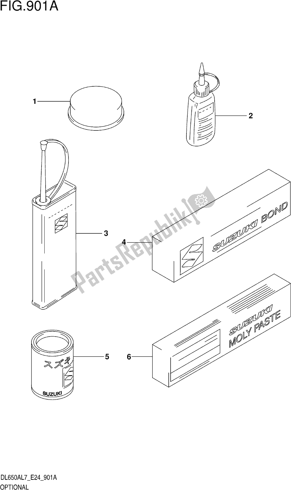 Todas las partes para Fig. 901a Optional de Suzuki DL 650 XA V Strom 2017