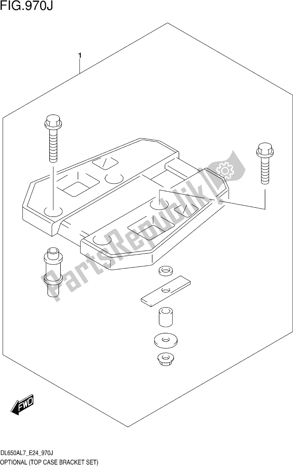 Tutte le parti per il Fig. 970j Optional (top Case Bracket Set) del Suzuki DL 650 XA V Strom 2017