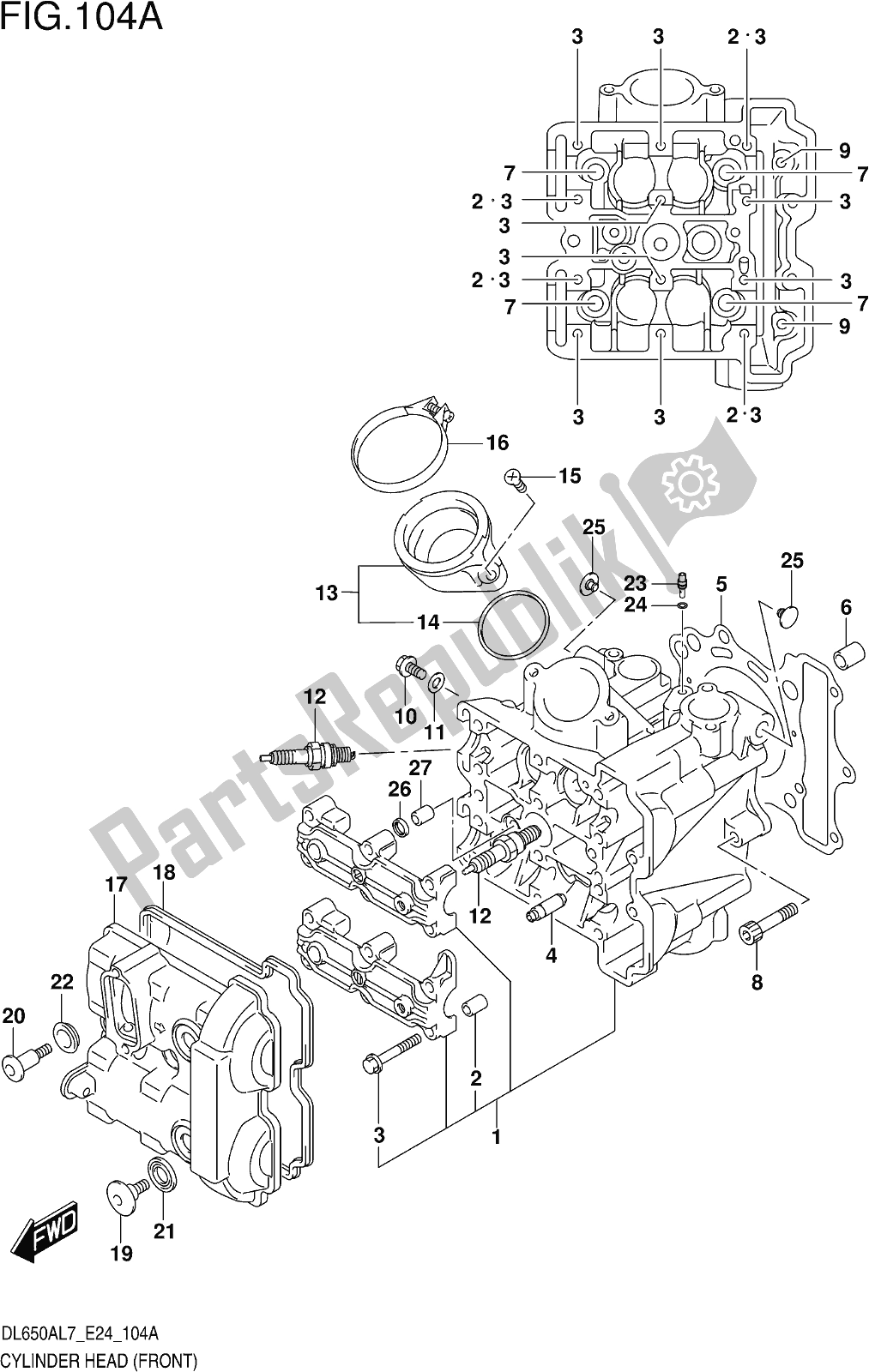 Todas las partes para Fig. 104a Cylinder Head (front) de Suzuki DL 650 Xaue V Strom 2017