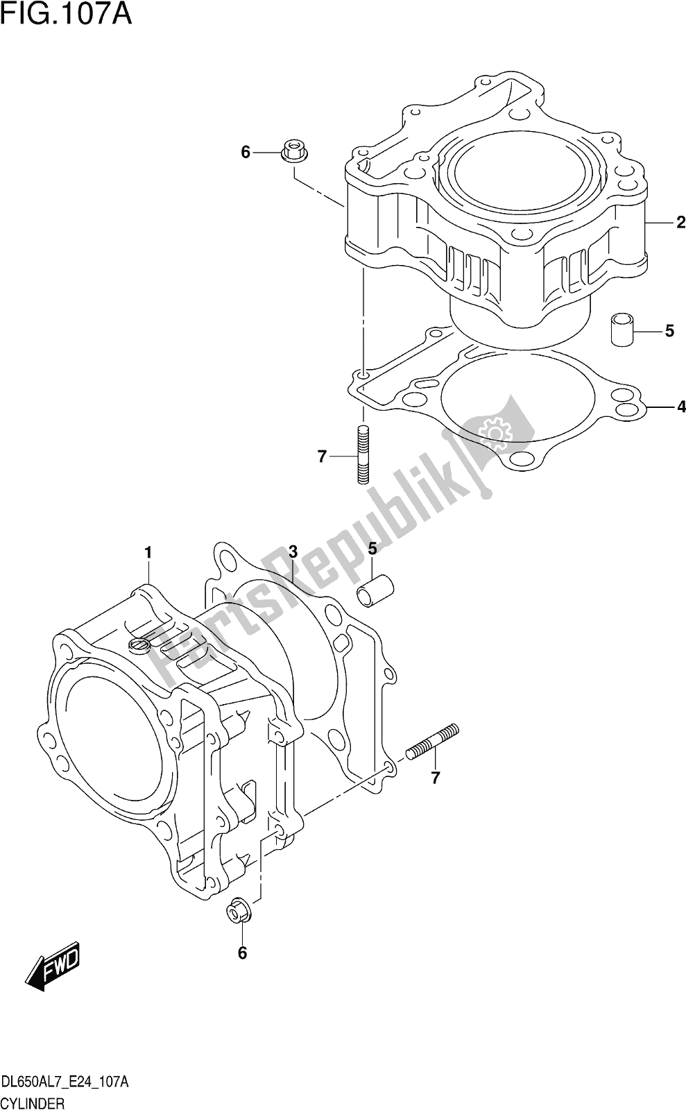 All parts for the Fig. 107a Cylinder of the Suzuki DL 650 Xaue V Strom 2017