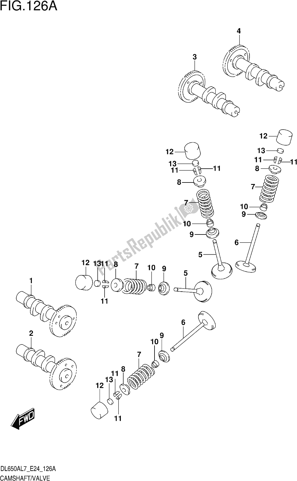 Todas las partes para Fig. 126a Camshaft/valve de Suzuki DL 650 Xaue V Strom 2017