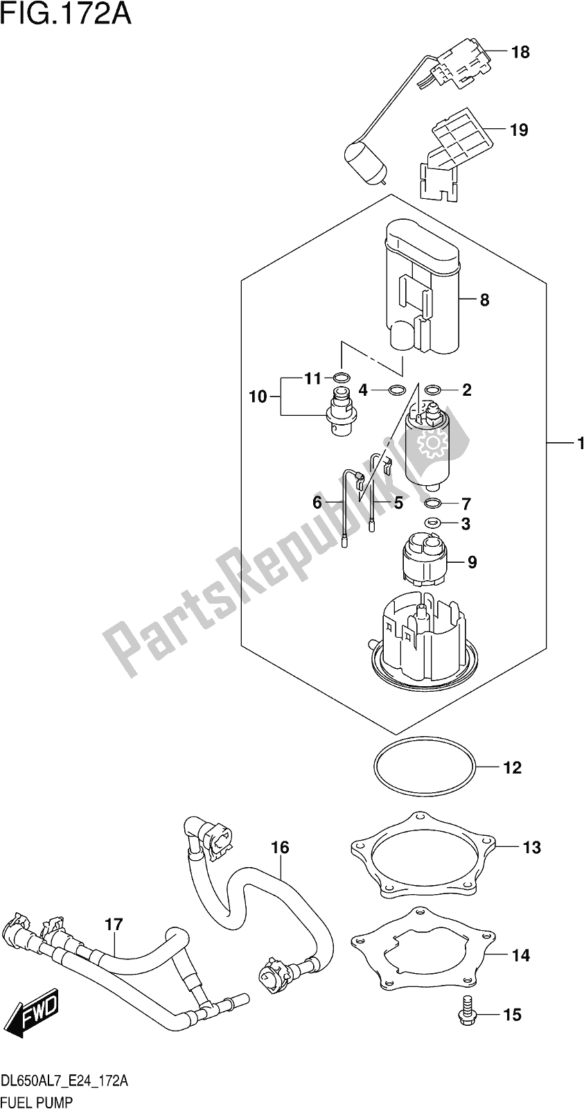 Todas las partes para Fig. 172a Fuel Pump de Suzuki DL 650 Xaue V Strom 2017