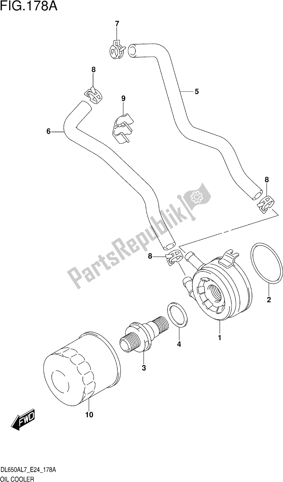 Todas las partes para Fig. 178a Oil Cooler de Suzuki DL 650 Xaue V Strom 2017