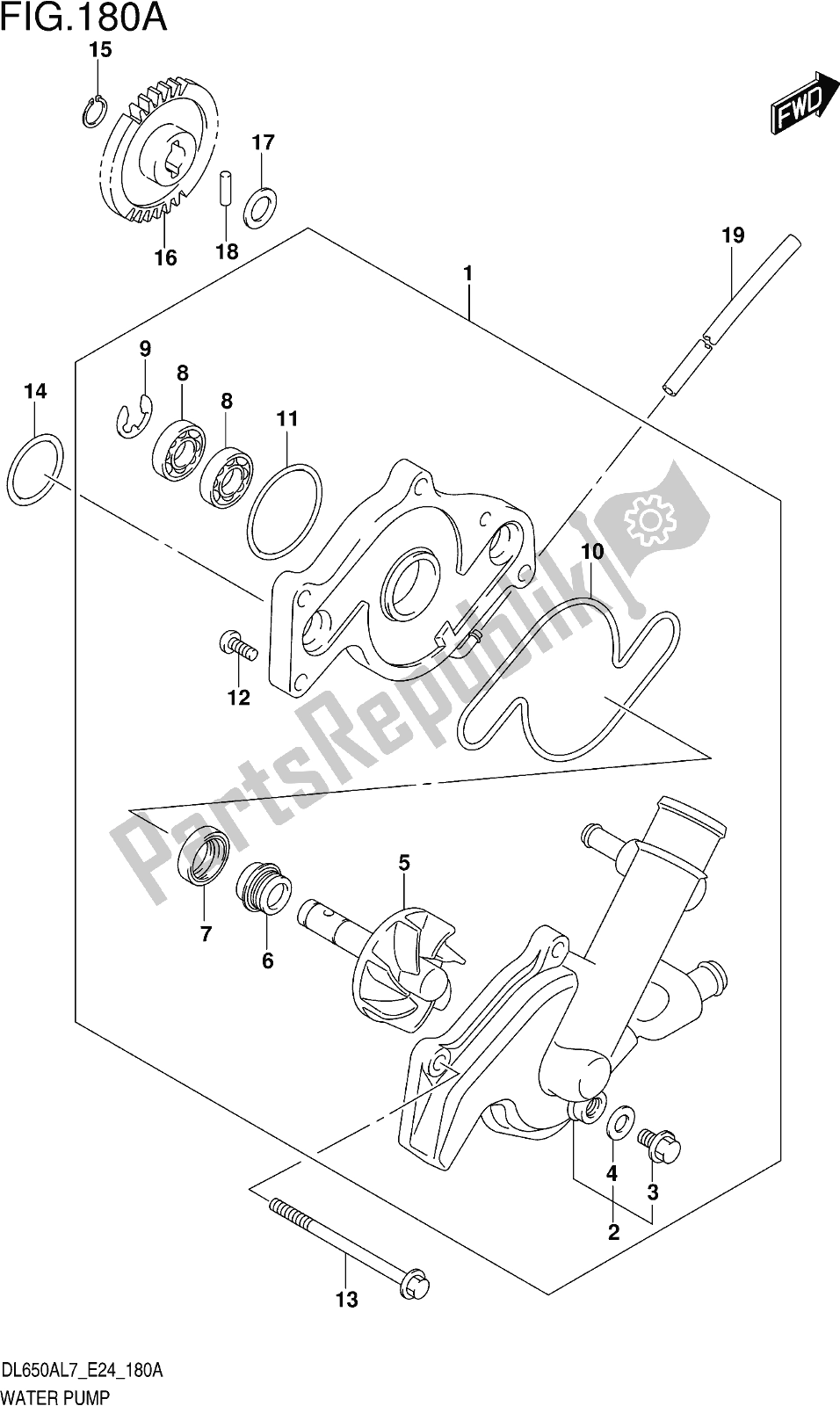 Todas las partes para Fig. 180a Water Pump de Suzuki DL 650 Xaue V Strom 2017