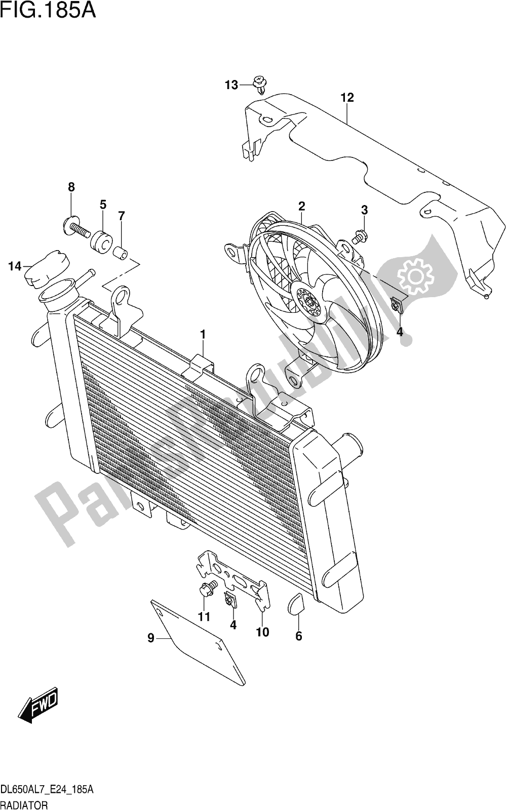 Todas las partes para Fig. 185a Radiator de Suzuki DL 650 Xaue V Strom 2017