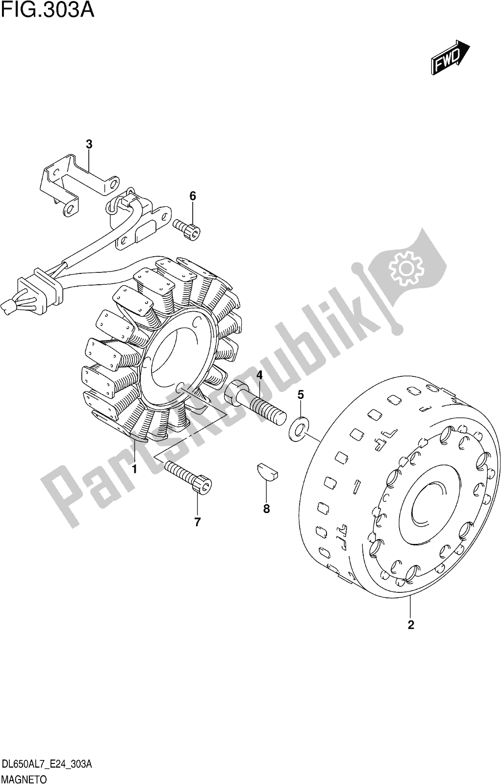 Todas las partes para Fig. 303a Magneto de Suzuki DL 650 Xaue V Strom 2017