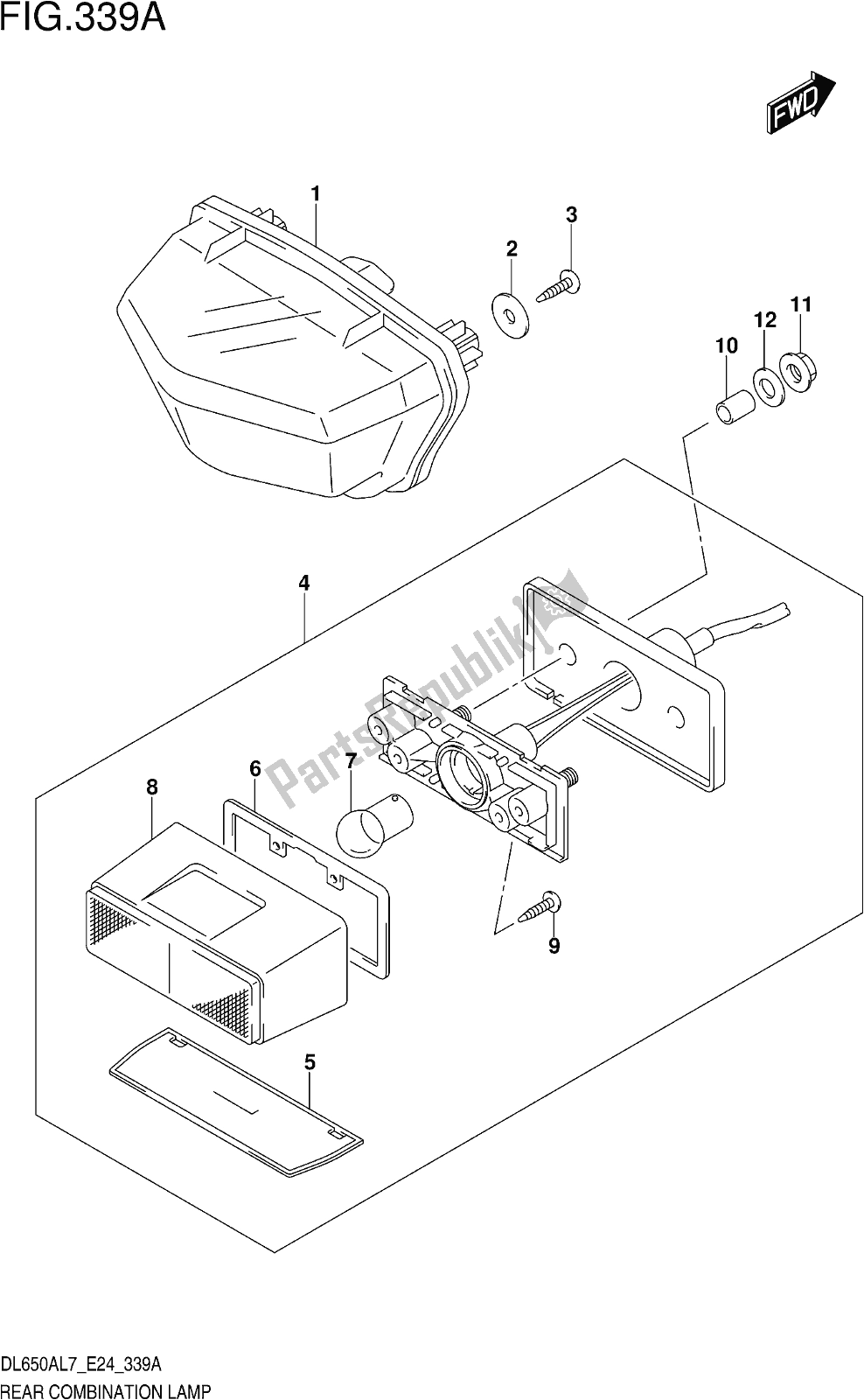 Todas las partes para Fig. 339a Rear Combination Lamp de Suzuki DL 650 Xaue V Strom 2017