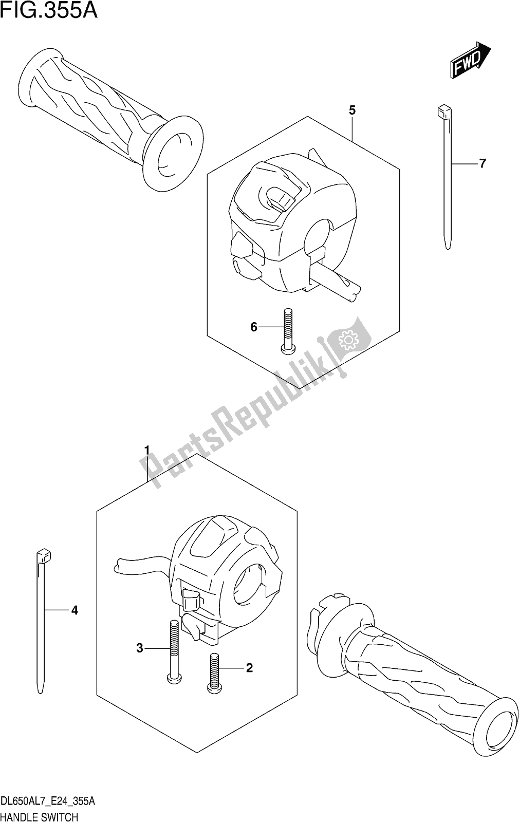 Alle onderdelen voor de Fig. 355a Handle Switch van de Suzuki DL 650 Xaue V Strom 2017