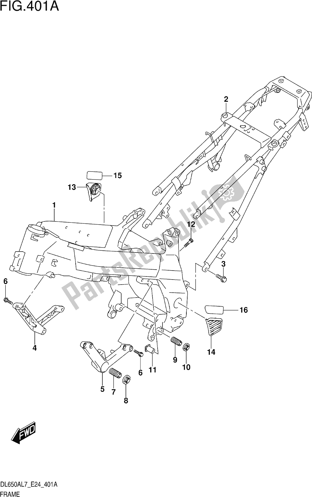 Tutte le parti per il Fig. 401a Frame del Suzuki DL 650 Xaue V Strom 2017