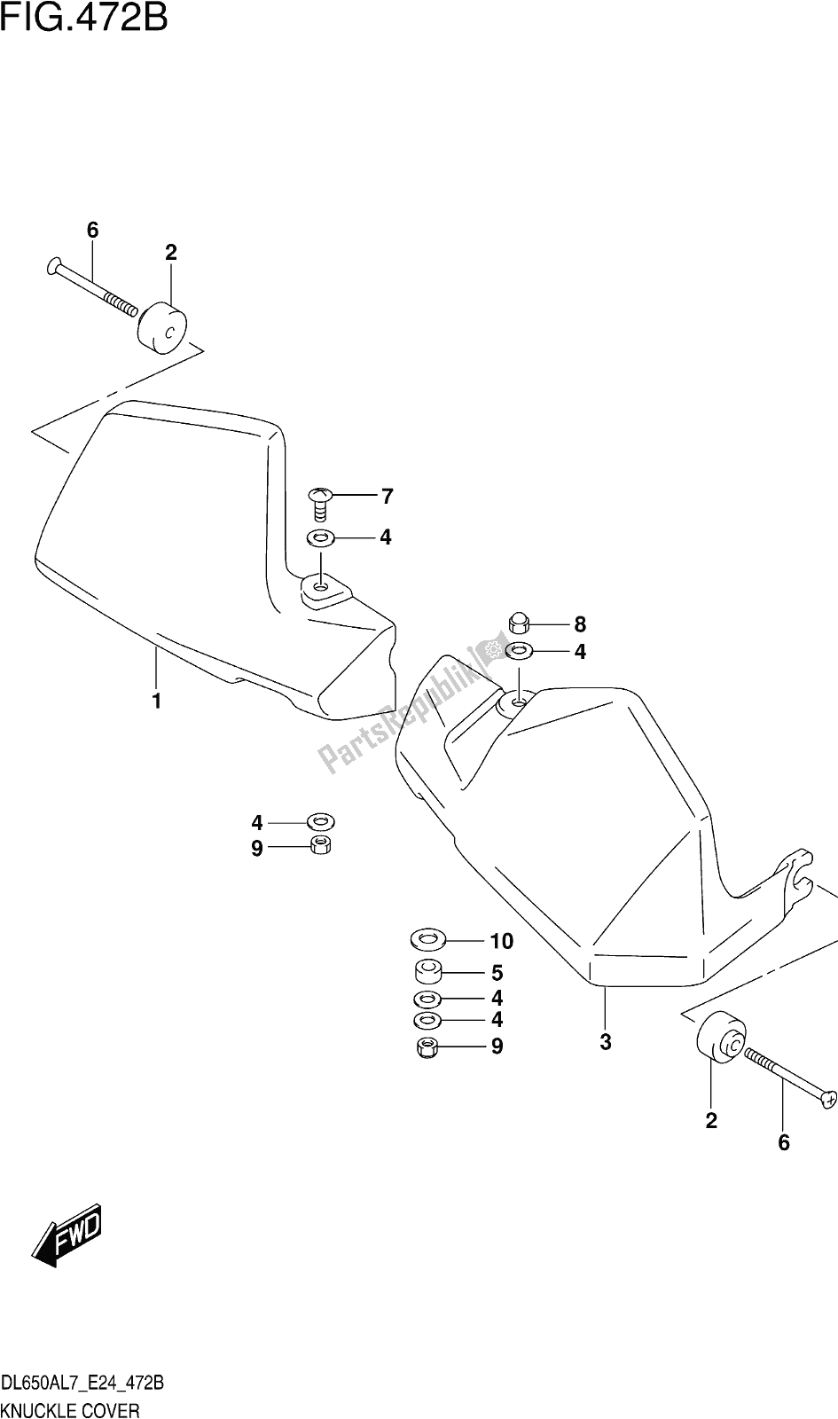 Todas las partes para Fig. 472b Knuckle Cover (dl650xauel7 E24) de Suzuki DL 650 Xaue V Strom 2017