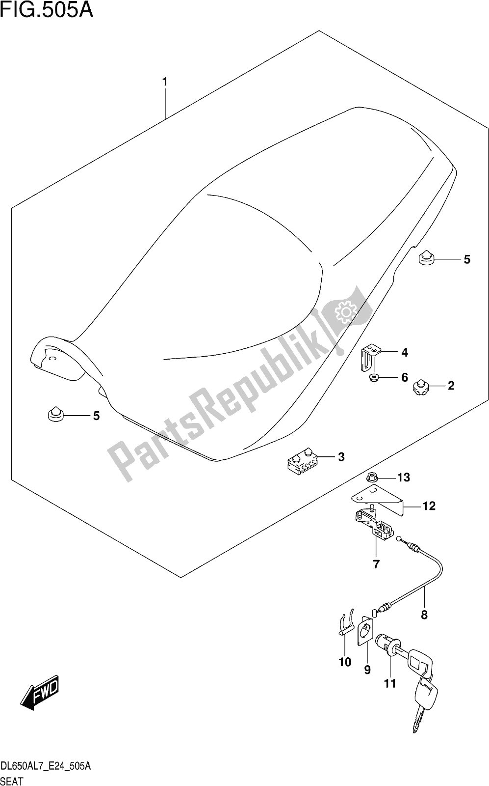 Todas las partes para Fig. 505a Seat de Suzuki DL 650 Xaue V Strom 2017