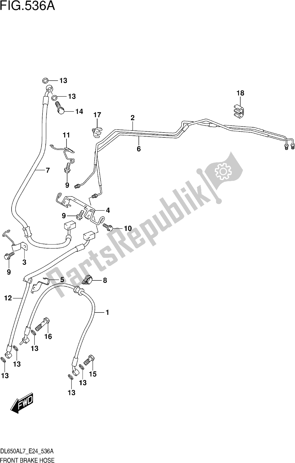 Todas las partes para Fig. 536a Front Brake Hose de Suzuki DL 650 Xaue V Strom 2017