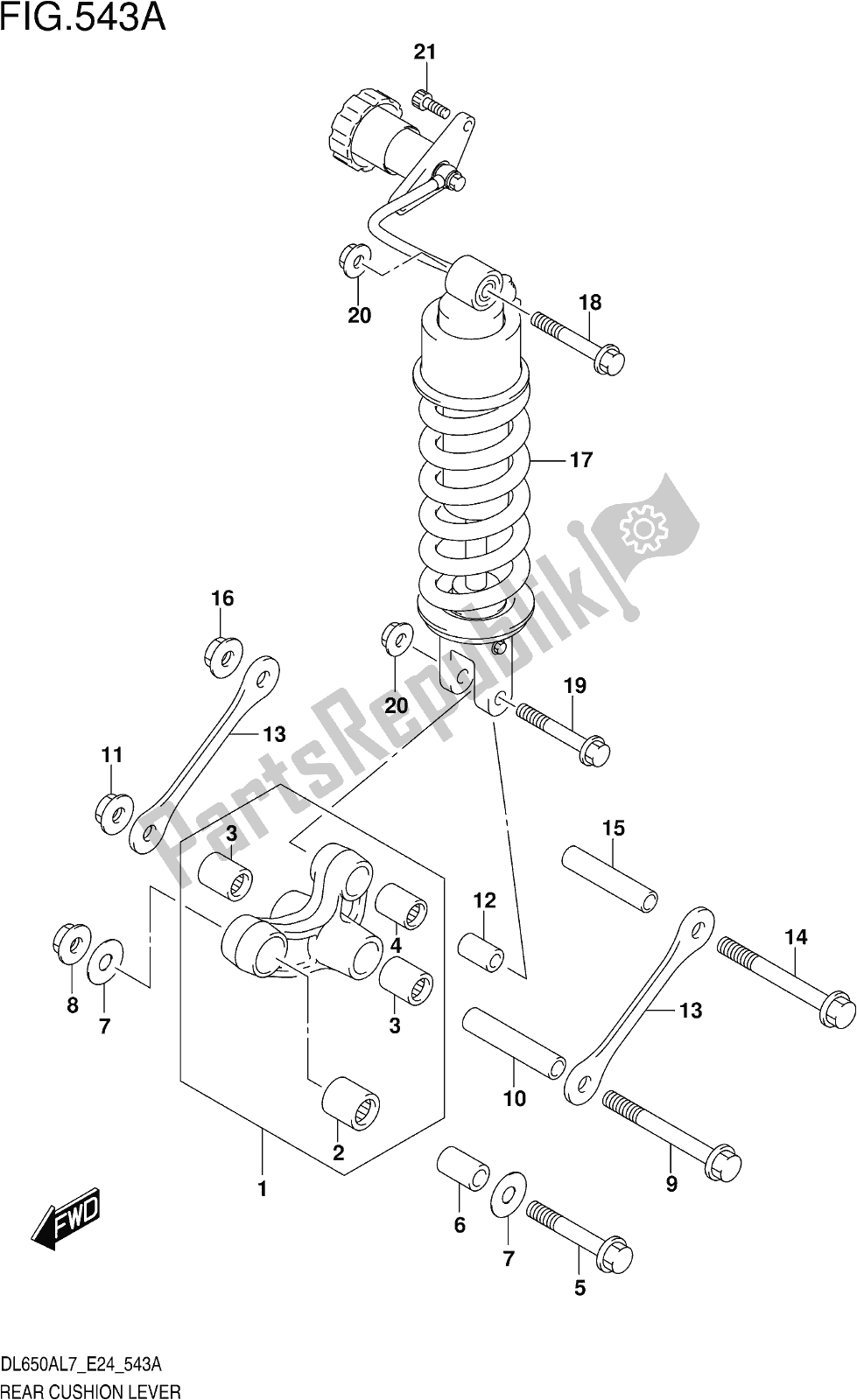 Todas las partes para Fig. 543a Rear Cushion Lever de Suzuki DL 650 Xaue V Strom 2017