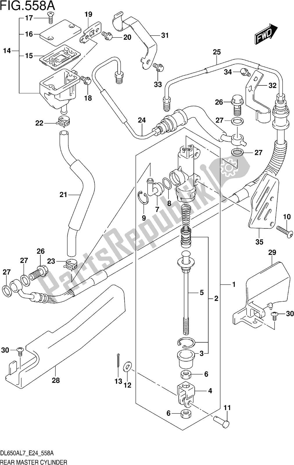 Todas las partes para Fig. 558a Rear Master Cylinder de Suzuki DL 650 Xaue V Strom 2017